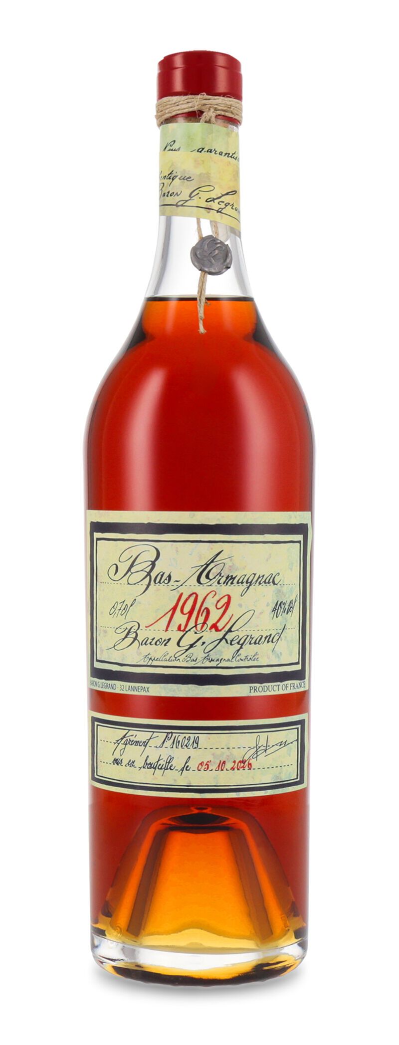 Lhéraud Baron Gaston Legrand 1962 Bas Armagnac 40% vol. 0,70l