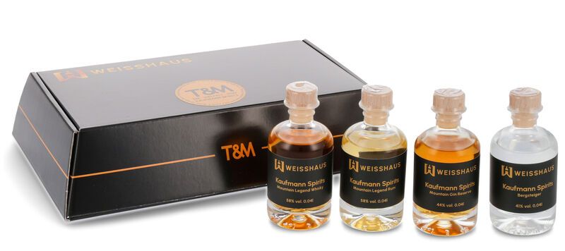 Taste and Match - Die Vielfalt von Kaufmann Spirits 4 x 0,04l Weisshaus Sample Set