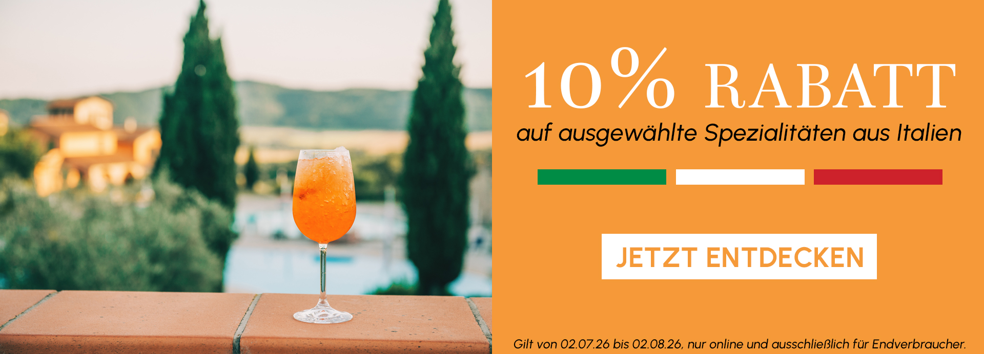 10% Rabatt auf ausgewählte Spirituosen aus Italien