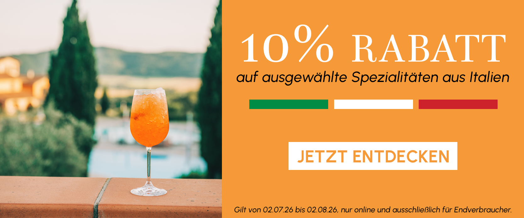 10% Rabatt auf ausgewählte Spirituosen aus Italien
