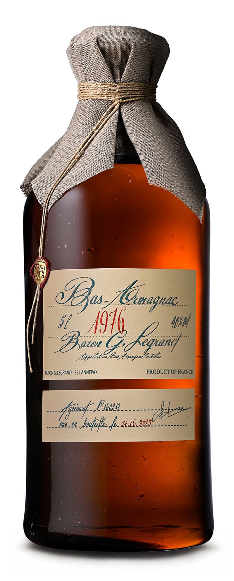 Lhéraud Baron Gaston Legrand 1976 Bas Armagnac 40% vol. 5,0l