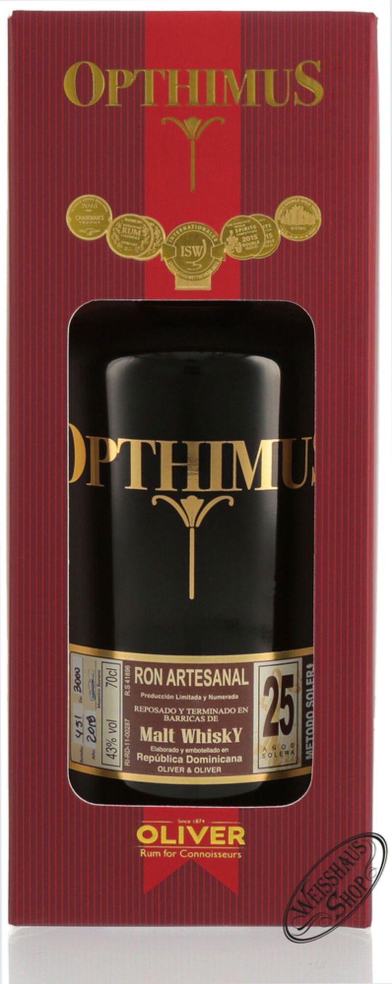 Opthimus 25 Anos Barricas de Malt Whisky 43% vol. 0,70l | Weisshaus Shop